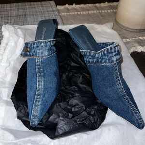 Jeffrey Campbell Denim Blue Heeled Mules